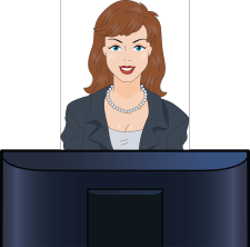 Businesswoman at desktop computer